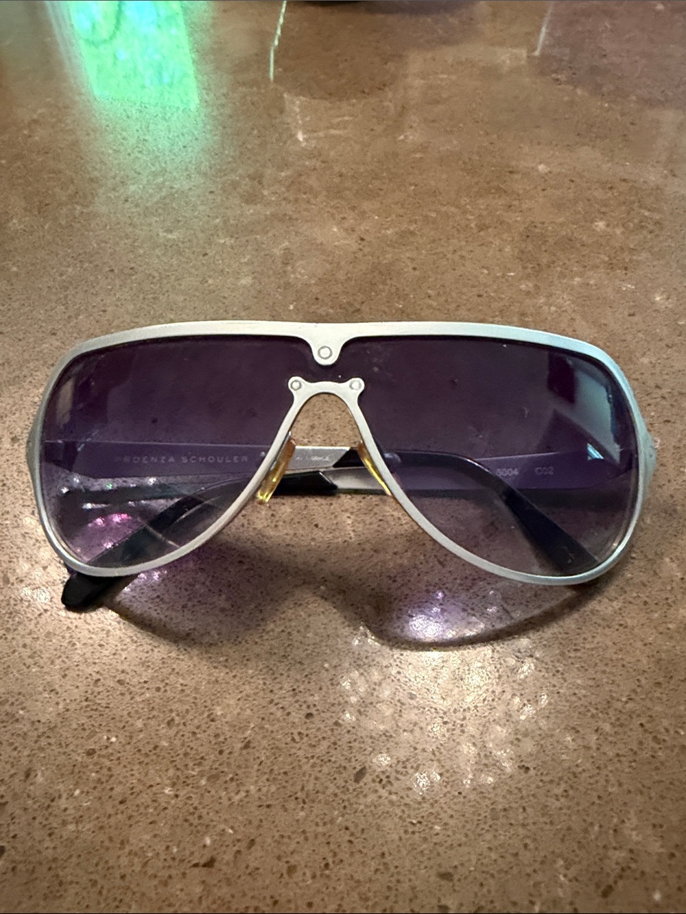 Proenza Schouler Silver Frame Sunglasses with Purple Lenses